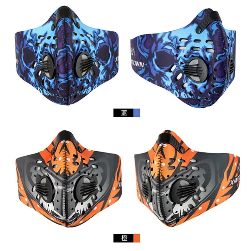 Q331Cycling Face Mask Sports Breathable Carbon Filters Face Mask Bicycle Dust Smog Protective Half Face Neoprene Face Mask