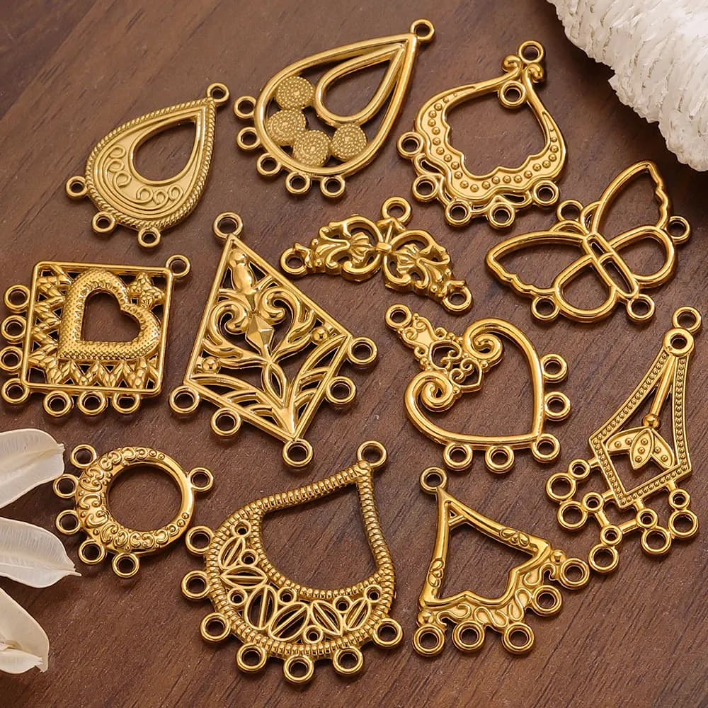5 Pezzi Connettori per Orecchini in Acciaio Inossidabile, Ciondoli Boho Dorati Cavi per Creazione di Gioielli Fai-da-Te, Orecchini e Collane, Vendita all'Ingrosso