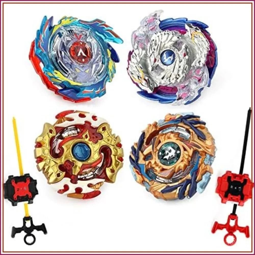 Bey Battling Top Burst Gyro Toy Set 4 Spinning Tops 2 Launchers Combat Battling Game with Portable Storage Box