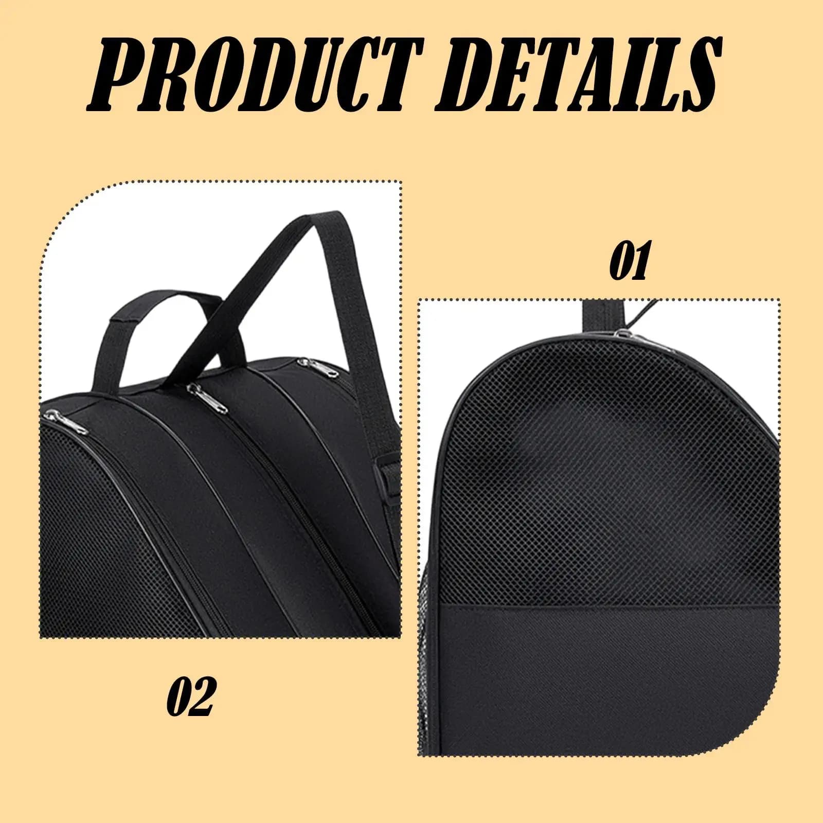 Borsa Traspirante per Pattini a Rotelle in Oxford, Borsa Sportiva Portatile con Tracolla e Scomparti Multipli per Pattini in Linea e su Ghiaccio