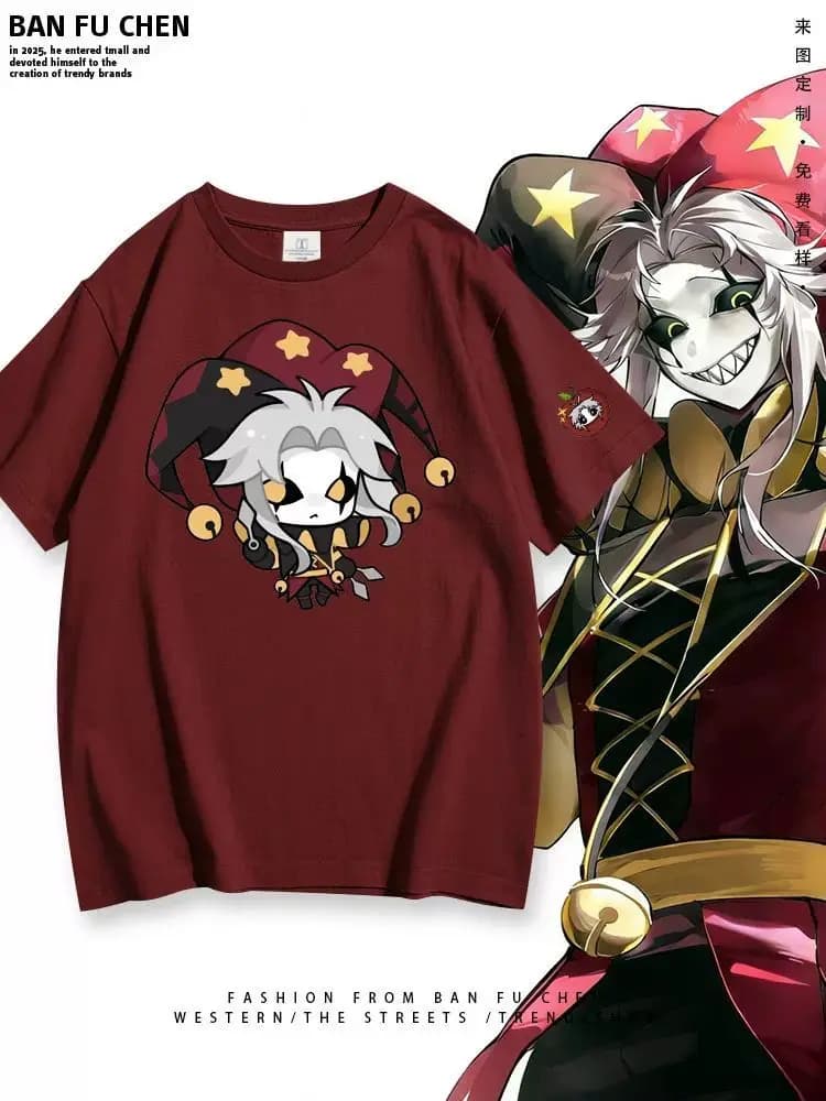 Nuovo ‌ Il Circo dei Stravaganti ‌ T-shirt a maniche corte con stampa Pierrot Jester Harlequin, stile Harajuku, streetwear, anime carino