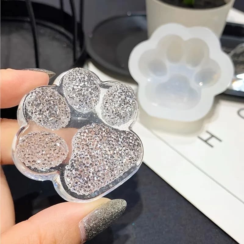 Stampo per impronte di zampe, 1 pezzo, stampo trasparente in resina epossidica per artigianato fai da te, creazione di gioielli, ornamenti con glitter e sabbia mobile