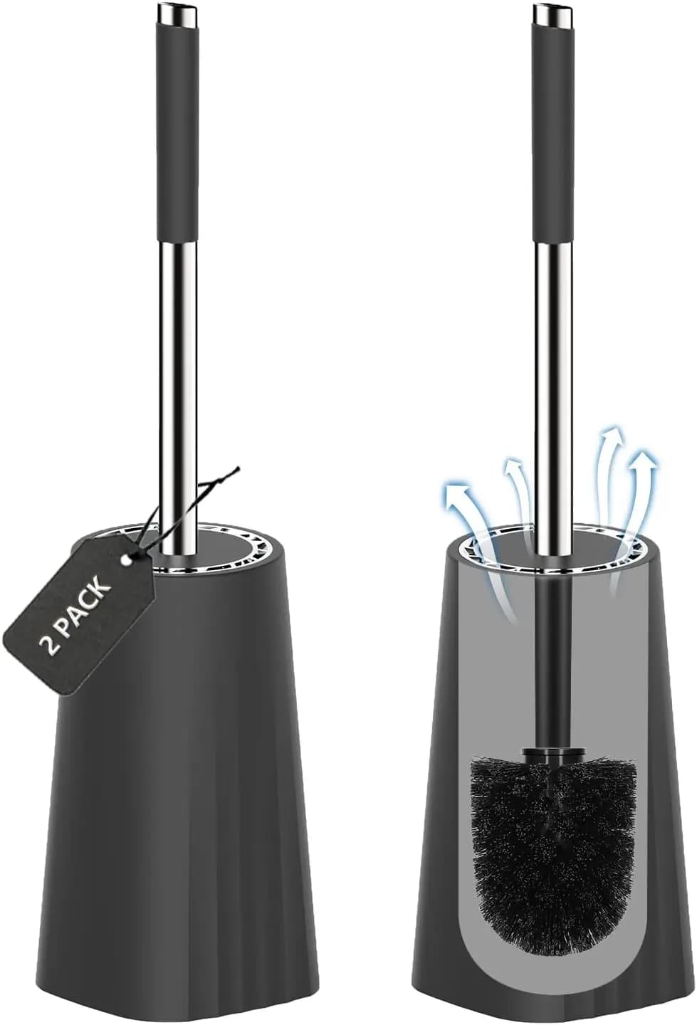 Toilet Brush, Compact Size Toilet Bowl Brush and Holder Toilet Brushes for Bathroom with Stainless Steel Handle Toilet Cleaner B