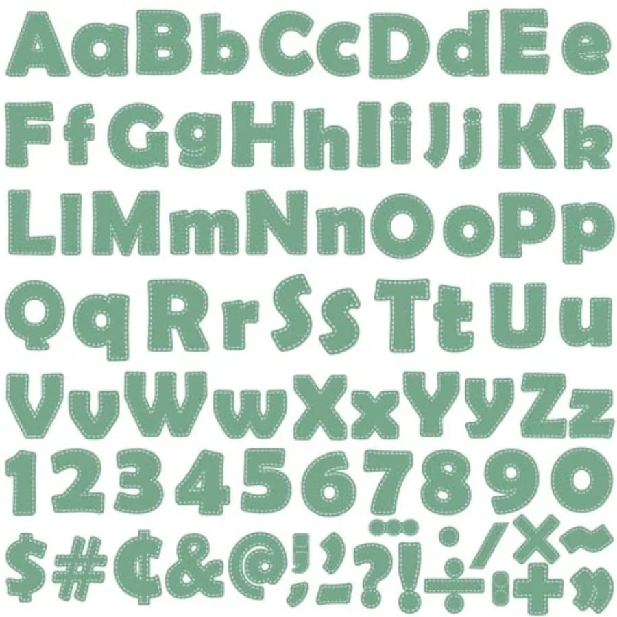 260pcs Letters Combo Pack Set Eucalyptus Classroom Decorations, Green Alphabet Letters Numbers Bulletin Board Block Accents Cut