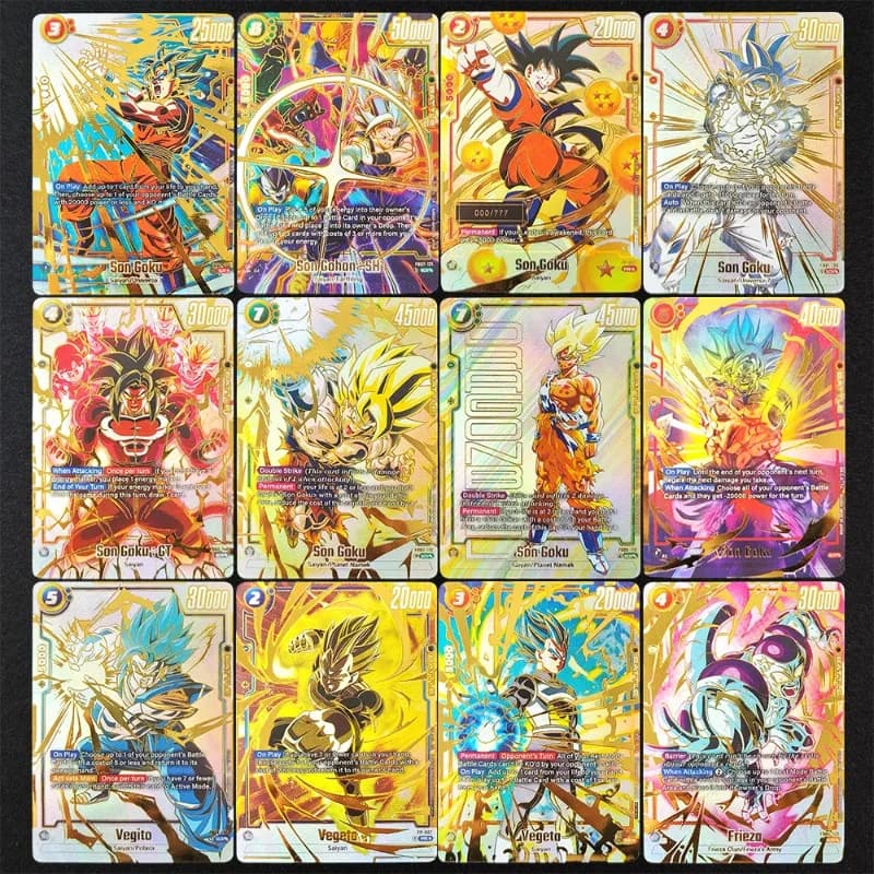 14 modelli di carte collezionabili Dragon Ball DIY Fusion World Anniversary Card Son Goku FP-001 Vegeta Frieza, gioco fai-da-te, giocattolo da collezione