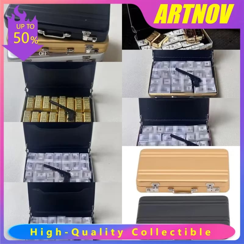 Modellino in Scala 1/6 di Valigia in Lega di Alluminio con Lingotto d'Oro per Action Figure da 12 Pollici, Accessori per Bambole