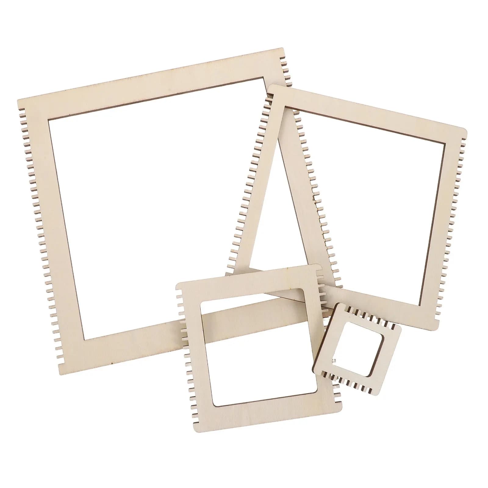 4Pcs Wood Weaving Loom Kit Creative Square Frame for Beginners DIY Yarn Craft Boards Family Art Supplies Hand Weaving Tools