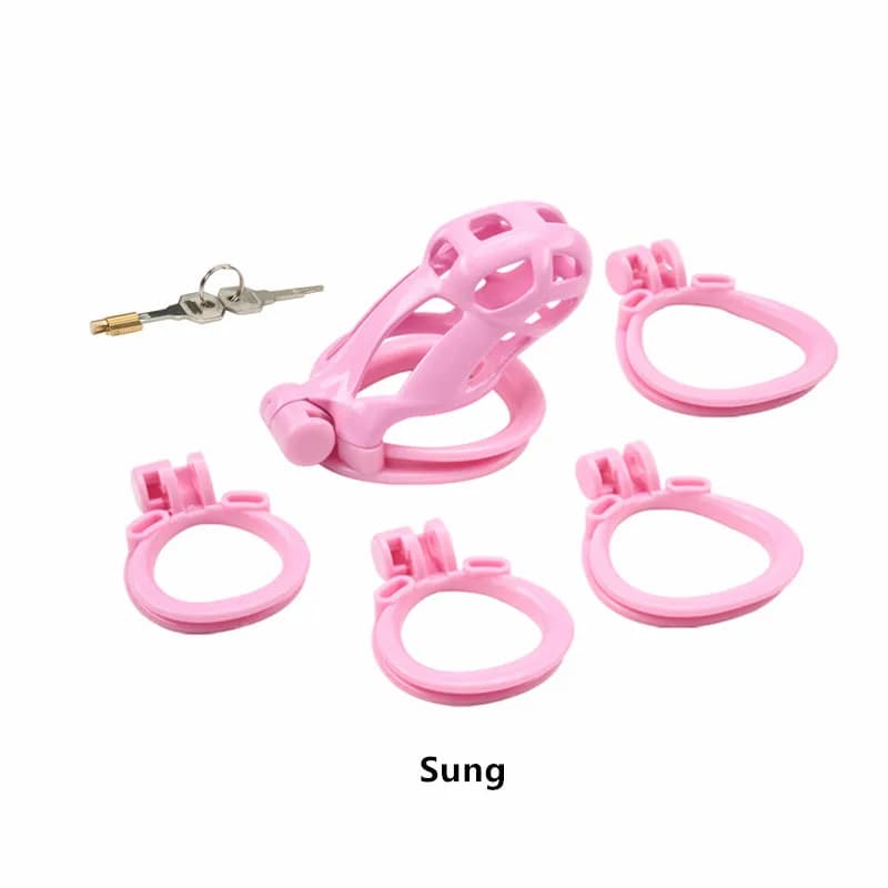 Beiaisi chastity cage High quality pink cobra cage for strong and light cock with 4 rings arc belt chastity block penile toys for adults