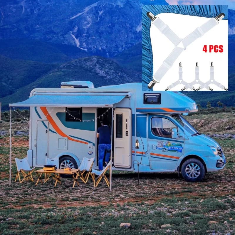 4 pezzi per lenzuolo regolabile per camper, supporto per coperta, clip per lenzuolo in plastica bianca per camper, roulotte, camper, van, accessori per camper
