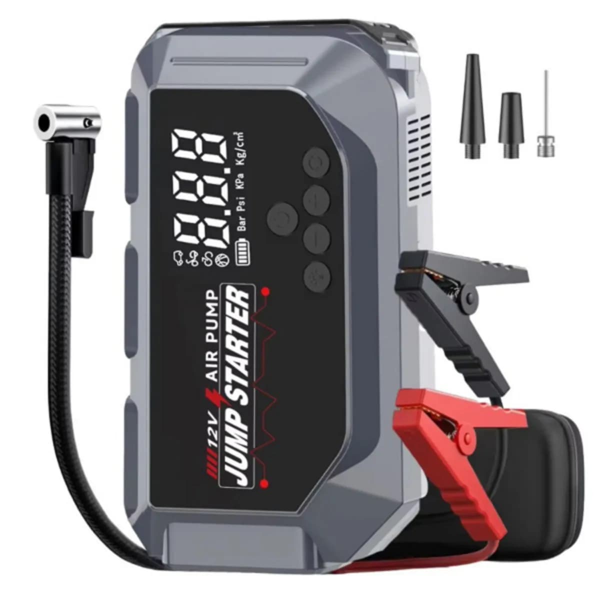 Avviatore di emergenza K3 con compressore d'aria 12V 2000A 7.0L Gas/5,5L Avviamento batteria per auto diesel Gonfiatore digitale per pneumatici