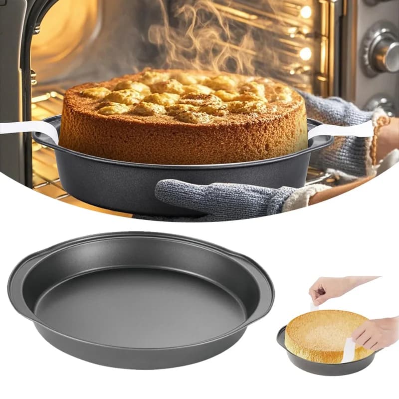 8 Inch Round Carbon Steel Baking Board with Handle Heat Resistant Non-stick Canvas Air Frying Machine Kitchen Frying Accessories