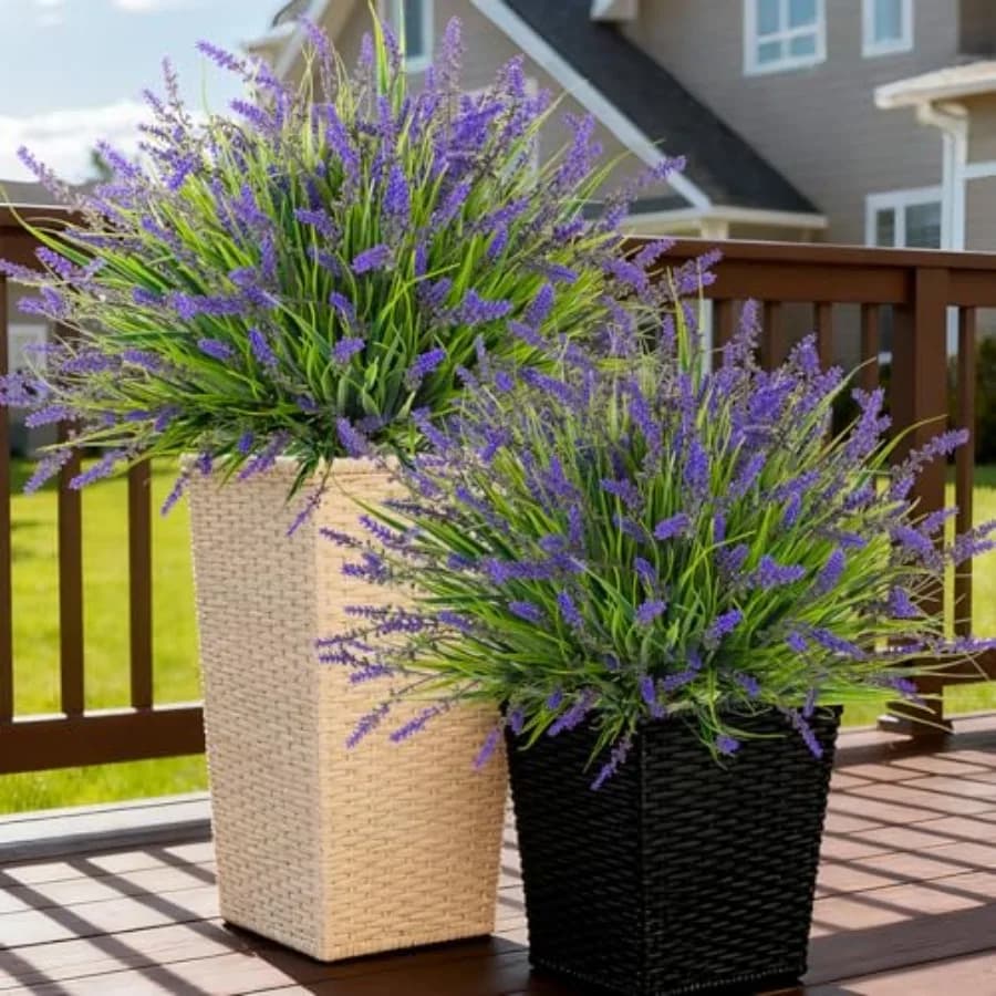 Piante Artificiali per Decorazioni Primaverili da Esterno, Erba Finta per Giardino, Portico, Balcone, Fioriere, Arbusti Verdi Artificiali
