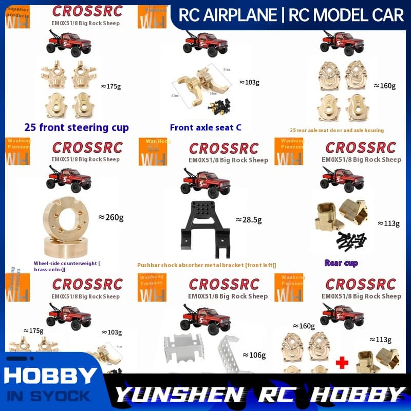 Crossrc Emo X5 Contrappeso in ottone Armatura del telaio Tazza dello sterzo C-Seat Copertura del ponte contrappeso della traversa anteriore