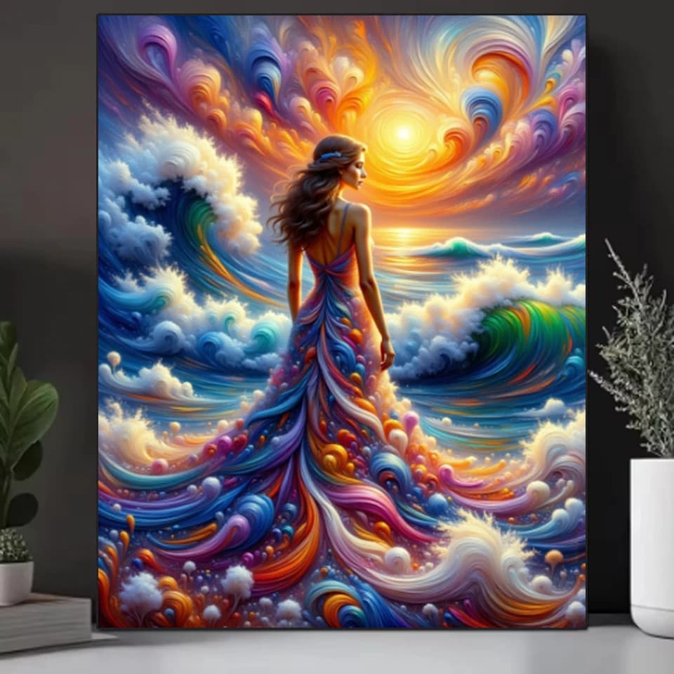 5d Diamond Art Painting 2026 New Collection Sea Woman Scenery Full Rhinestone Embroidery Mosaic Cross Stitch Pictures Wall Decor