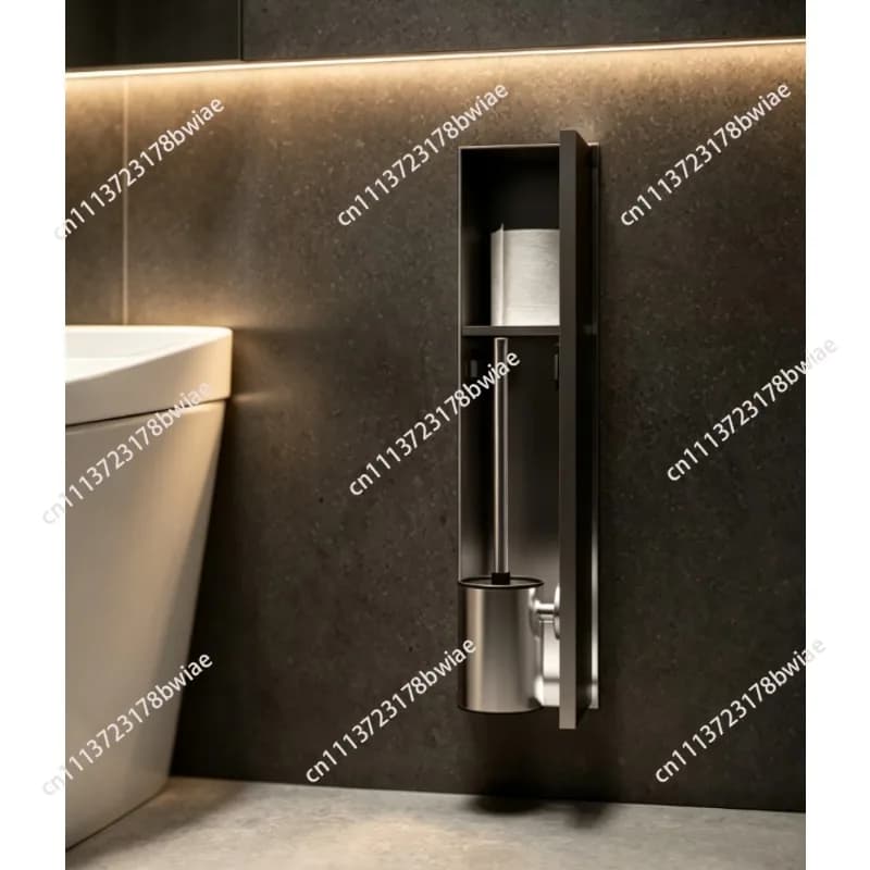 Stainless steel embedded toilet brush 304 tissue box layered rack