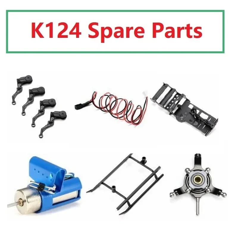 Wltoys XK K124 RC Elicottero Pezzi di ricambio Accessori per ingranaggi Lama di conversione in metallo Motore di coda Testa del rotore Servo ESC Scheda madre