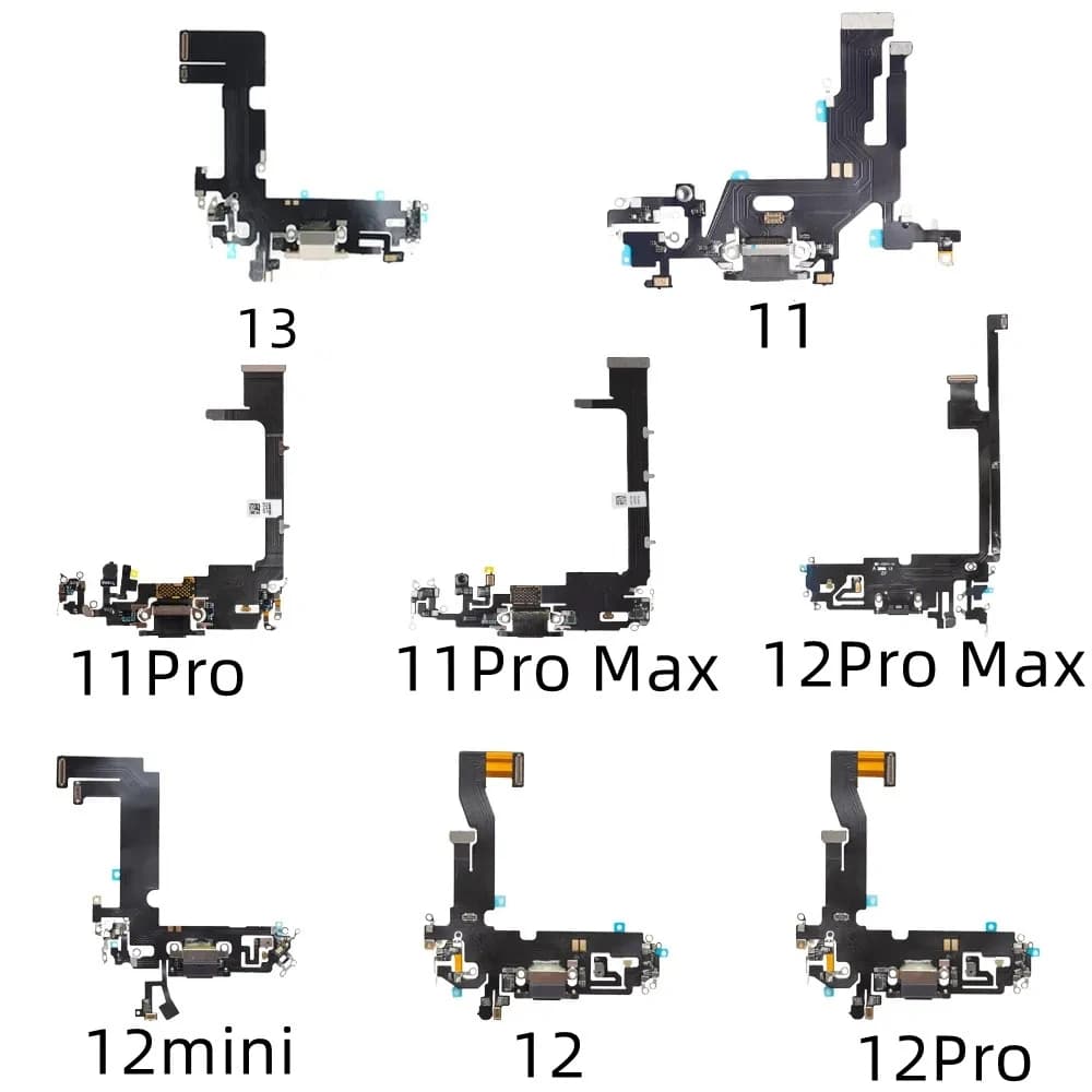 Charging Port Flex Cable for iPhone 11 12 13 14 Pro Max USB Charger Dock Connector With Microphone Ribbon Repair