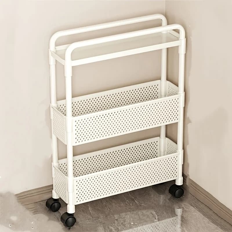 Space-saving 5.12-inch narrow locker - 3-layer durable plastic independent storage rack with wheels