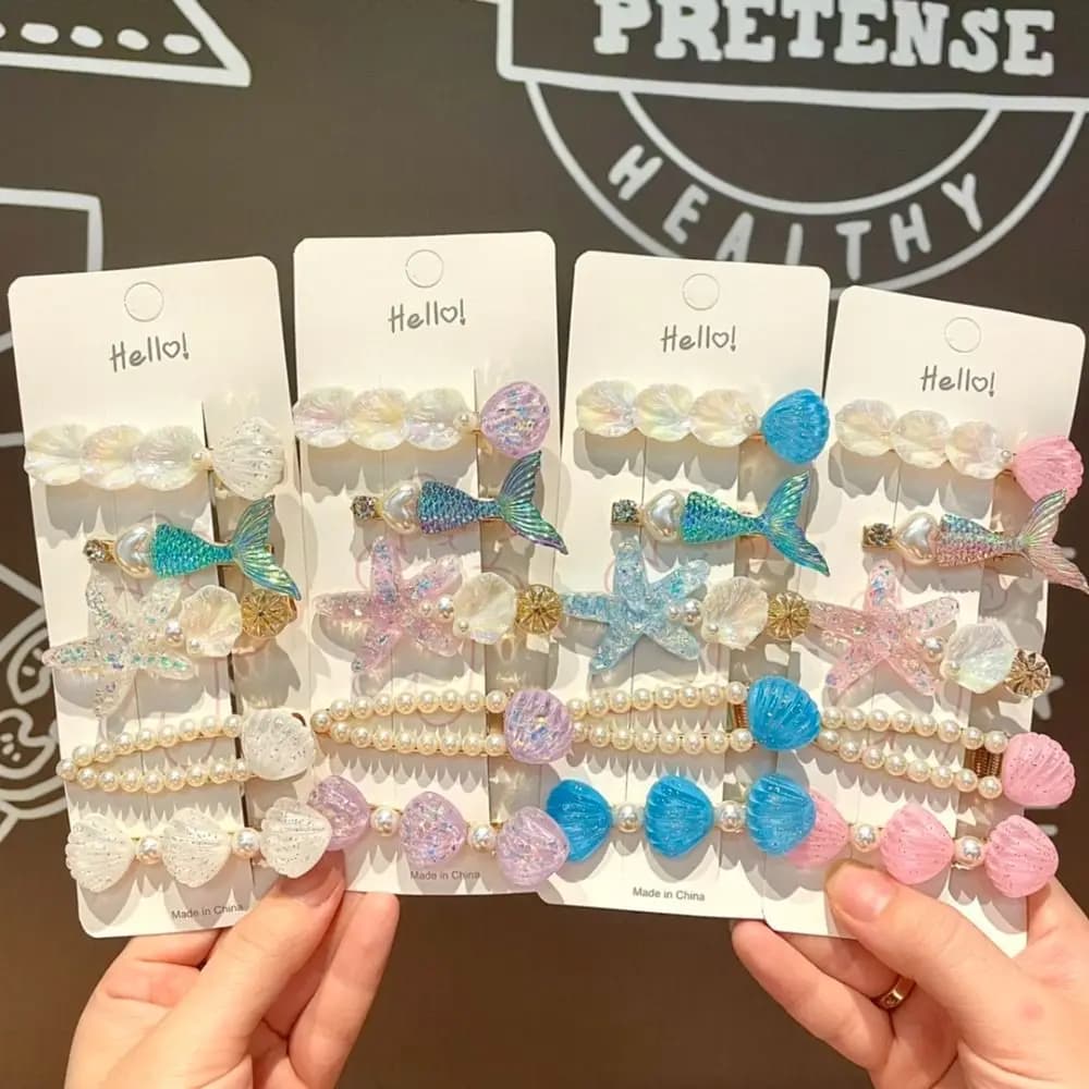 5Pcs New Pearl Shell Starfish Hair Clips Princess Headdress Barrette Ocean Series Hair Accessories Mermaid Hairpins Beach