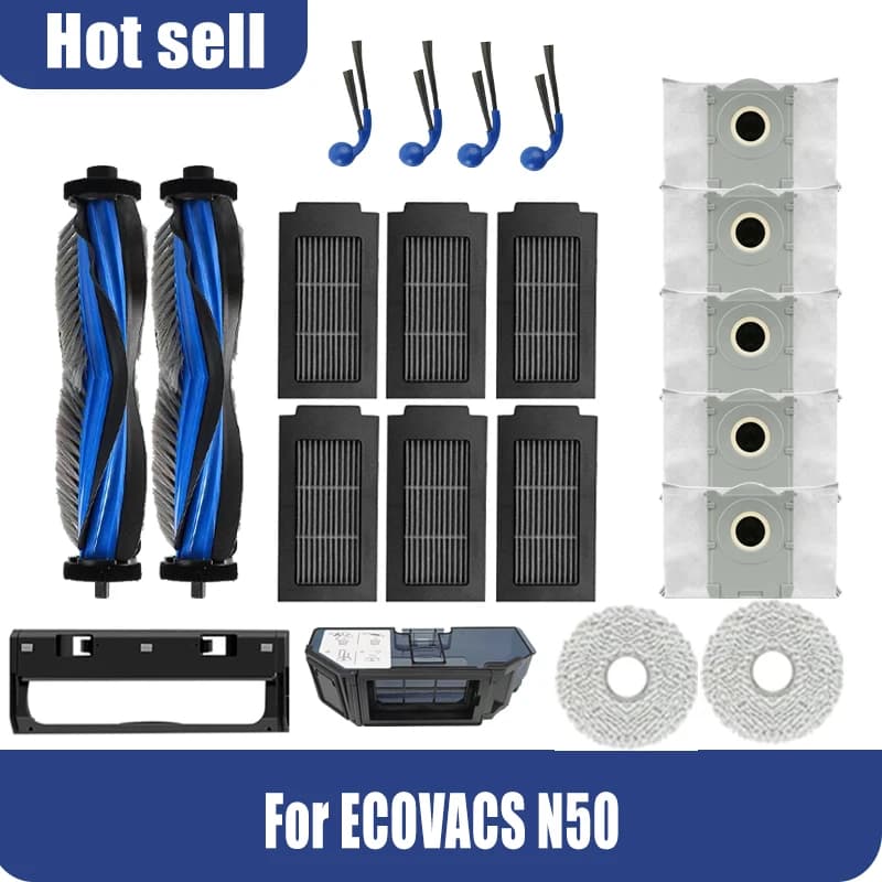 Compatible For ( Ecovacs N50 Robot Vacuum ) Replacement Parts Accessories Main Side Brush HEPA Filter Mop Cloth