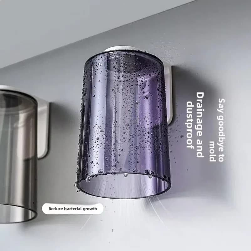 Magnetic Inverted Mouthwash cup, Transparent and Simple Toothbrush cup, Household wash cup, wall Mounted brush cup Storage rack