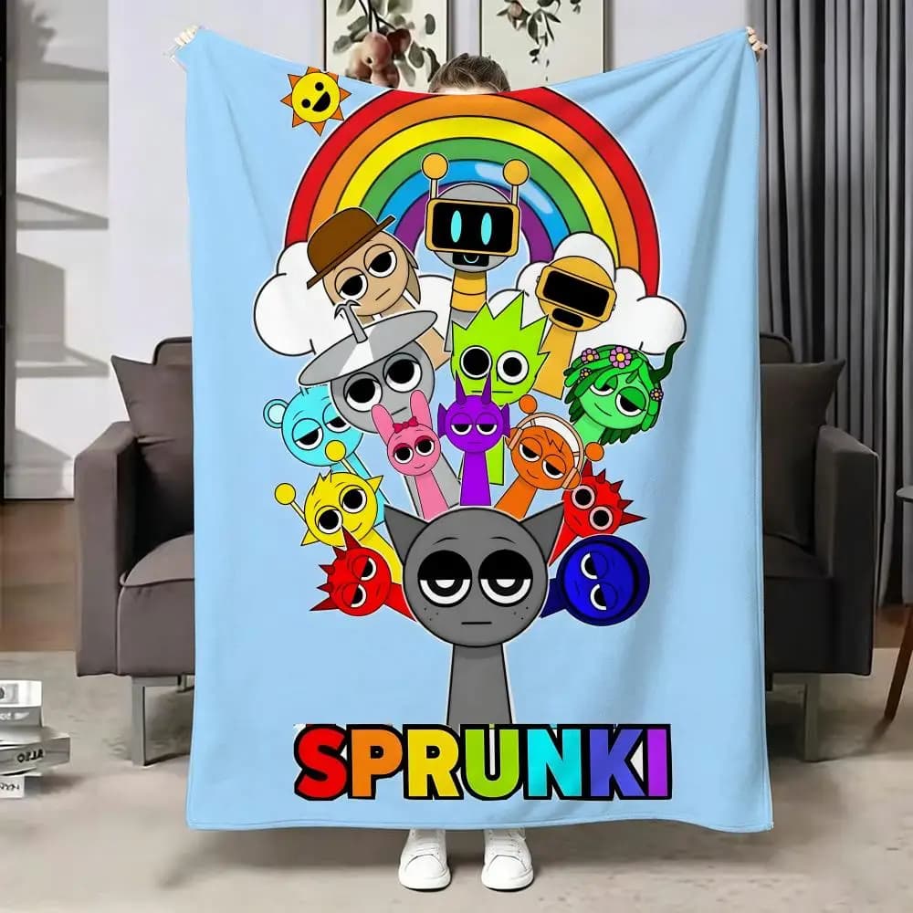 Game sprunki I-Incredibox Throw Soft Warm Flannel Blanket, Multi-use Throw for Bed Sofa Office, Air Conditioning Nap Blanket