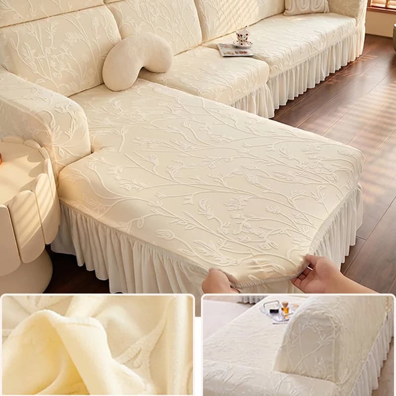 Stretch Jacquard Sofa Cover with Skirt 1/2/3/4Seater Universal Sofa Slipcover Furniture Protector for Living Room Home Decor