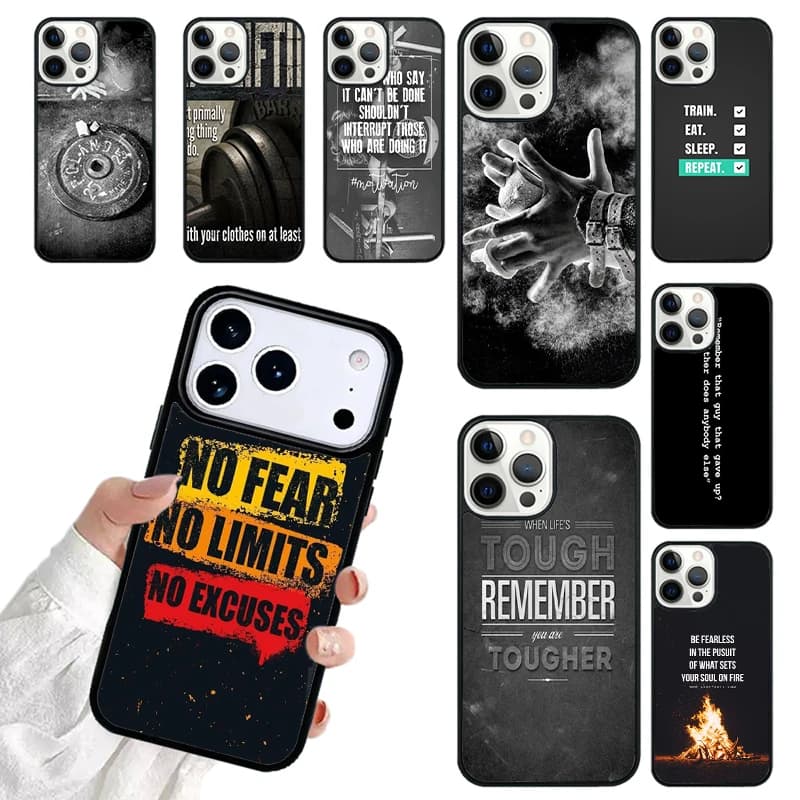 Motivational Gym Inspirational Quotes Phone Case For iPhone 17 16 15 14 13 12 11 Pro Max 17air Shockproof Cover Fundas