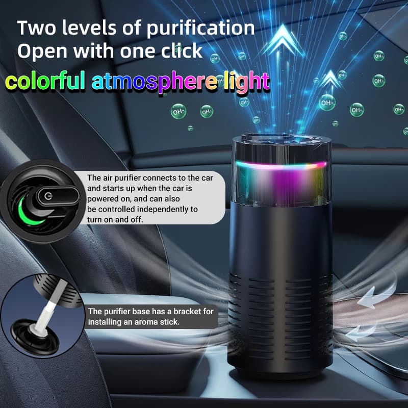 Mini purificatore d'aria con bastoncini per aromaterapia Il vero filtro HEPA pulisce l'aria e elimina il 99,97% di polvere, odori - Auto, scuola, ufficio