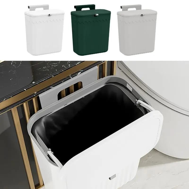 Appendere il bidone della spazzatura Contenitore della spazzatura della cucina Bidone della spazzatura Contenitore della spazzatura con coperchio Accessori da cucina Contenitore della spazzatura senza foratura