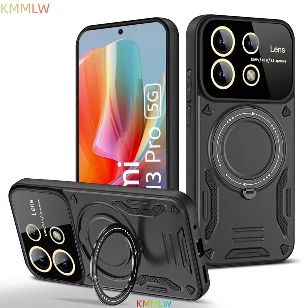Custodia Antiurto Armor con Anello Magnetico e Protezione Fotocamera per Redmi Note 9 10 11 12 13 Pro Plus 9s 11s 12s 13C
