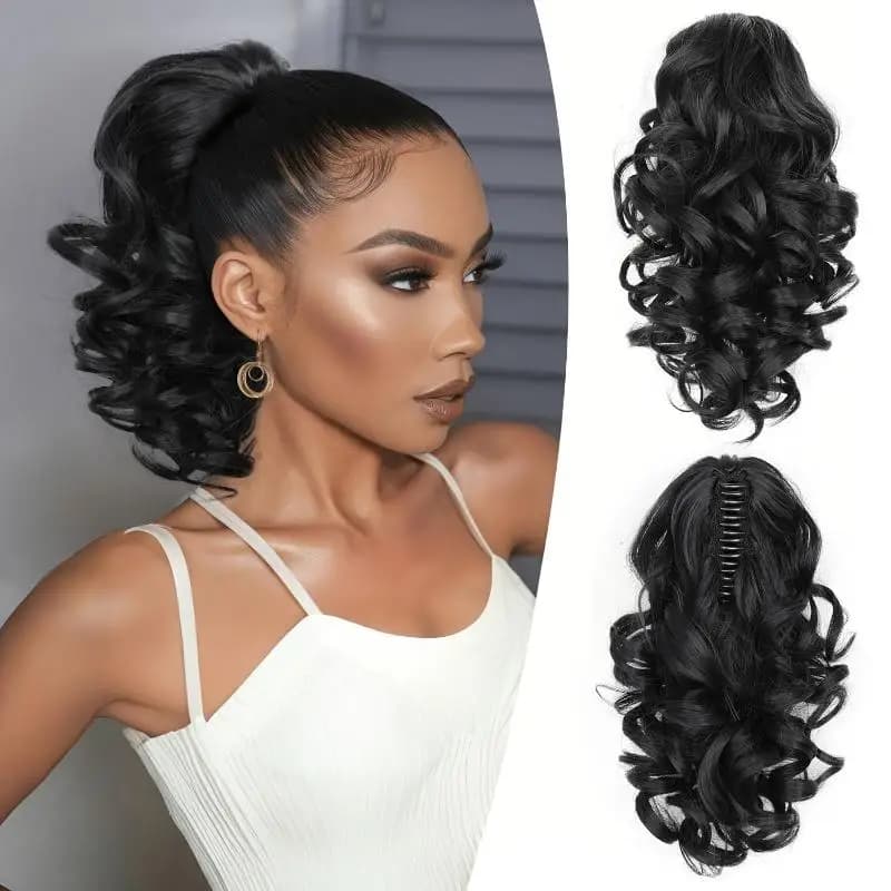 New Short Curly Drawstring Ponytail Extensions Synthetic Clip In Hair Extensions Hair Bun Elegant For Daily Use Hair Accessories