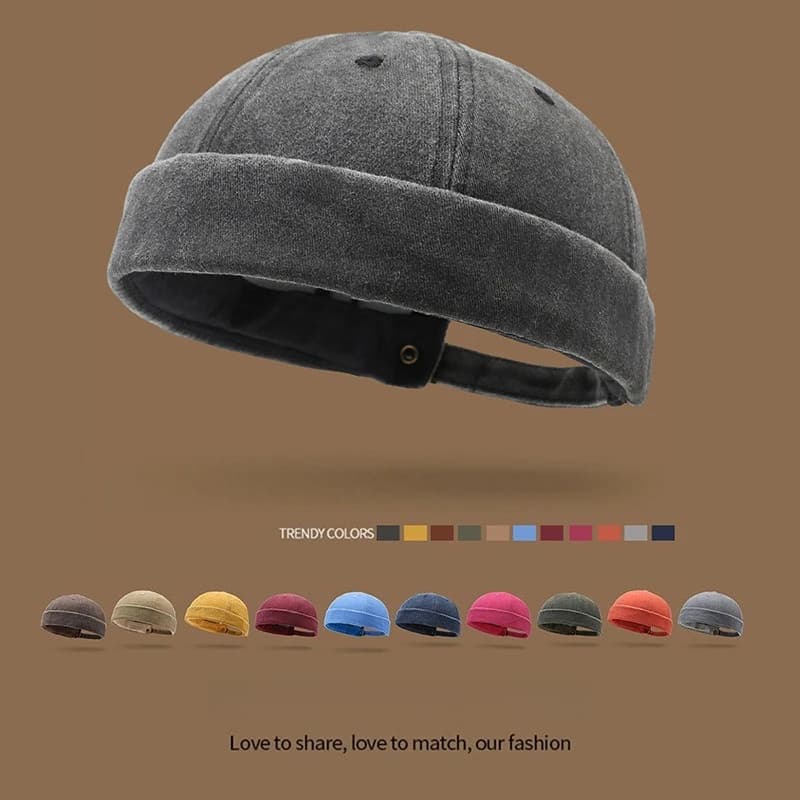 Vintage Brimless Skull Cap Retro Soft Cotton Docker Hat Men Women Casual Warm Beanie Cap Adjustable Fashion Street Style Landlor
