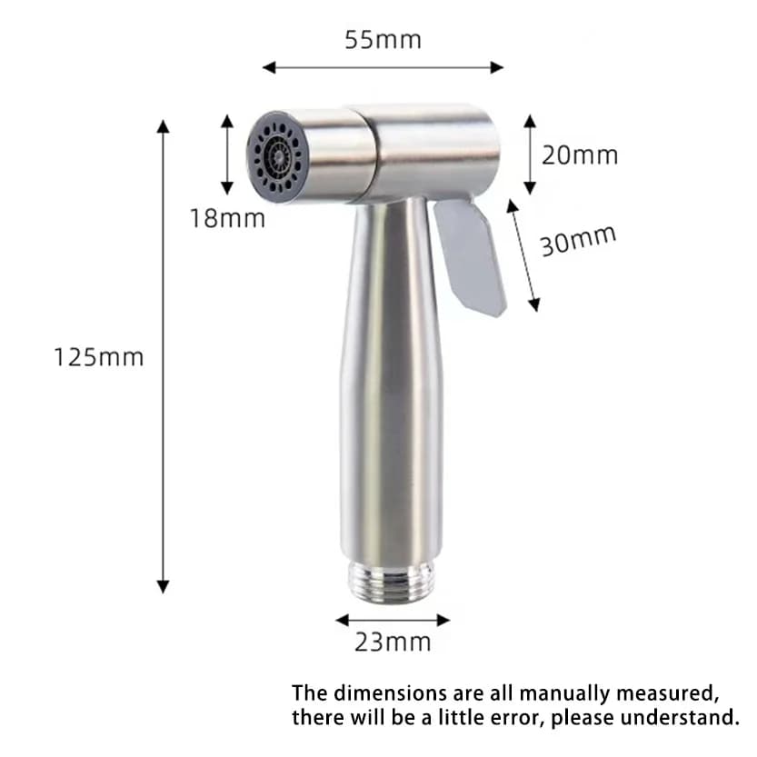 304 Stainless Steel Handheld Bidet Sprayer, Bathroom Toilet Shattaf Spray Gun, Portable Water Sprayer for WC Cleaning, Matte Bla
