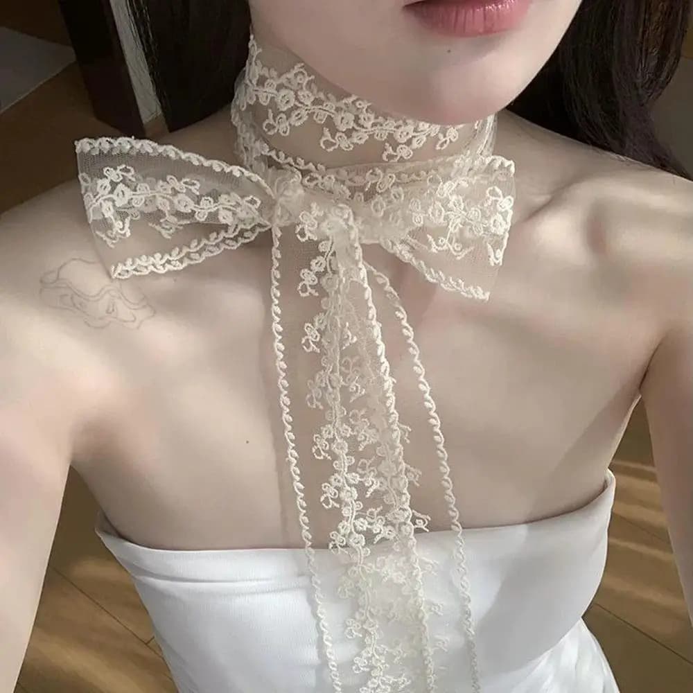 2025 nuova primavera stretta lunga sciarpa magra per le donne Y2K sciarpa decorativa moda tinta unita fazzoletto da collo coreano floreale cravatta per capelli