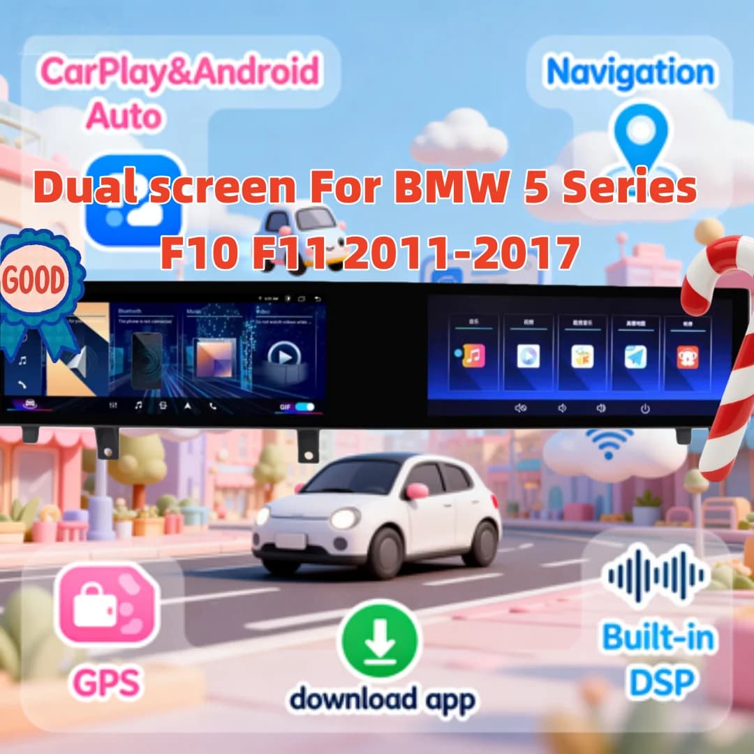Doppio Schermo Android 14 Wireless CarPlay Per BMW Serie 5 F10 F11 2011-2017 Multimediale Stereo DSP Bluetooth di Navigazione GPS Per Auto