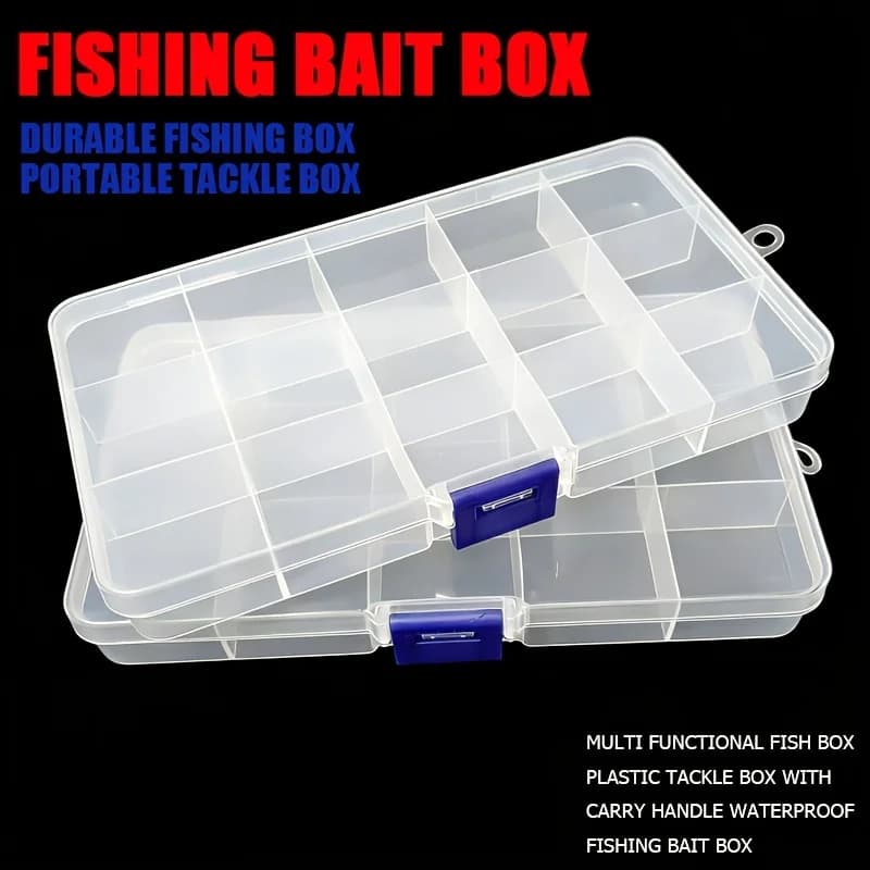 2 Scatole Quadrate per Conservare Esche da Pesca, Organizzatore Versatile per Attrezzatura da Pesca, Contenitore Portatile in Plastica per Esche e Ami