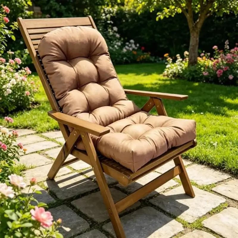 Water Resistant And Sun Safe High Back Garden Chair Cushion Having modifiable Design For Outdoor Furniture 110x50cm KXRE