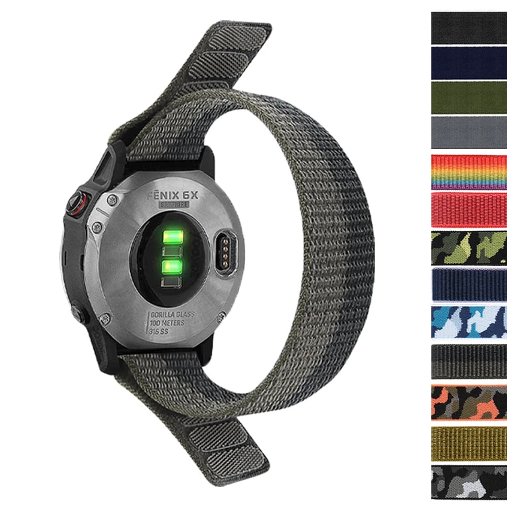 Fascia ad anello in nylon da 26mm 22mm per Garmin Fenix E 8 7x 7 6 6x 5 Plus Band Tactix 7 AMOLED/Descent Mk3i Mk2i Bracciale Cinture traspiranti
