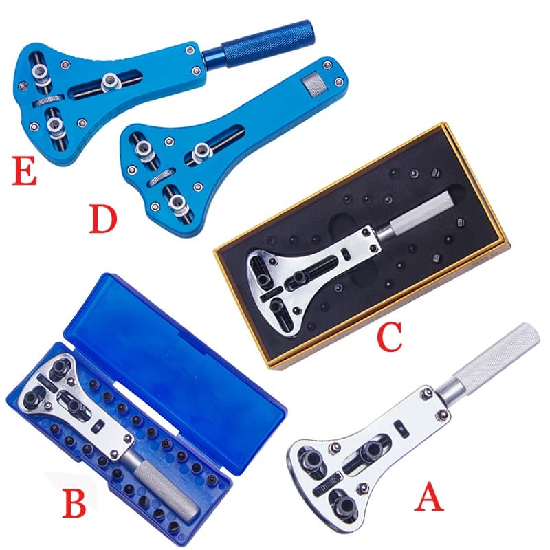 Styles A/B/C/D/E Tool to Open Clock Case Adjustable Screw to 3 Claws Device for Removing Back Cover Clock Open Key Repair Tools for Orology