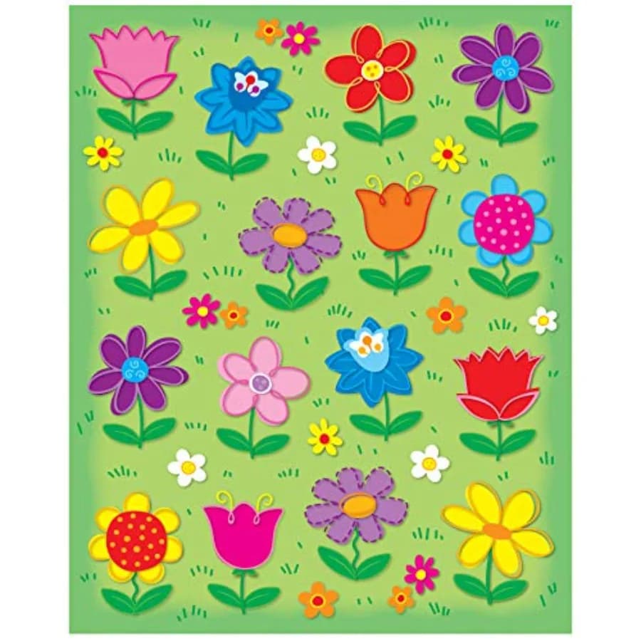 Carson Dellosa 96-Piece Flower Stickers for Classroom Pack, Spring Classroom Stickers, Perfect for Incentive Charts, Spring Cla