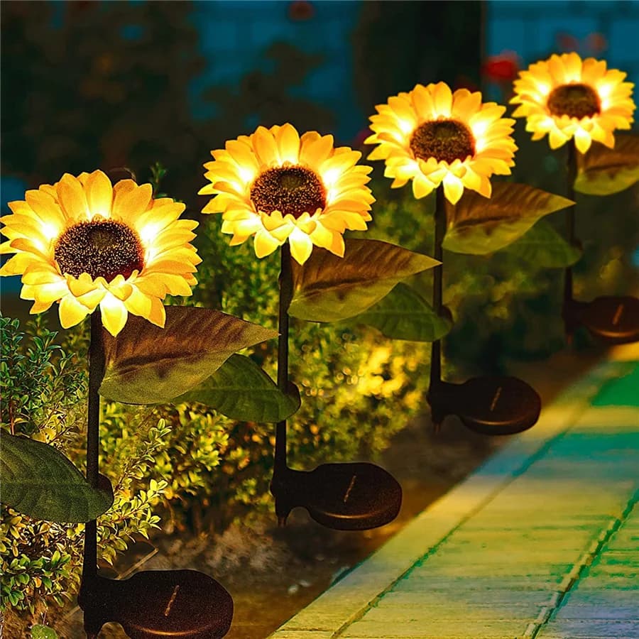 2023 nuova luce solare creativa del girasole impermeabile 20LED cortile percorso paesaggio lampade da prato decorazione del giardino illuminazione esterna