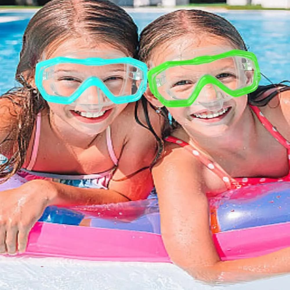 Occhialini da nuoto in vetro per PC con copertura per il naso Cinturino in PVC Occhialini da nuoto per boccaglio Vista ampia Colori vivaci Occhiali da nuoto per piscina Ragazze