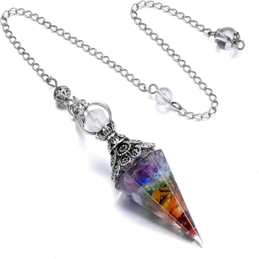 Hexagonal Cone Natural Chips Pendulums Yoga Pendant Amethysts Crystal Pendulum Dowsing Spiritual Witchcraft Pendulo Women Girls