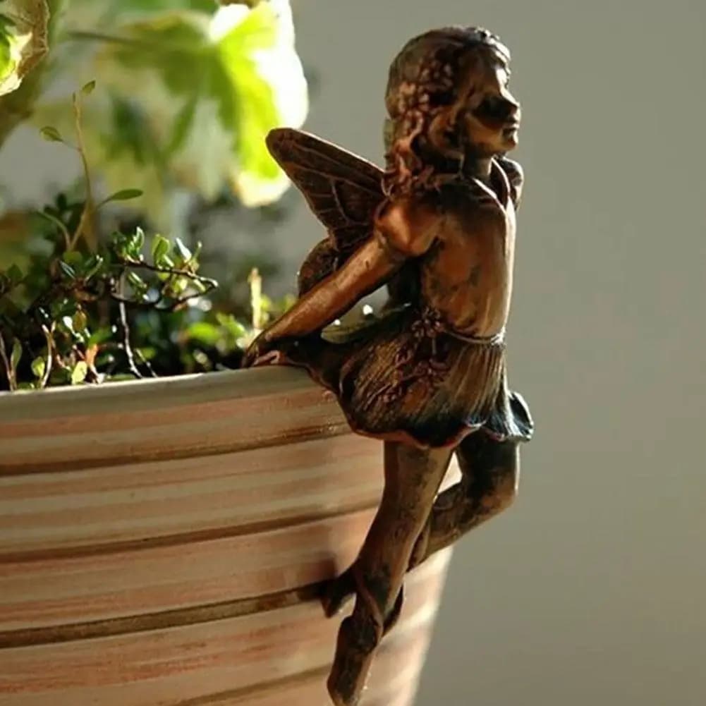 Miniature Fairies Pot Huggers Garden Planter Pot Hanger Resin Vintage Fairy Angel Statue Flying Fairies Figurines Home Ornaments