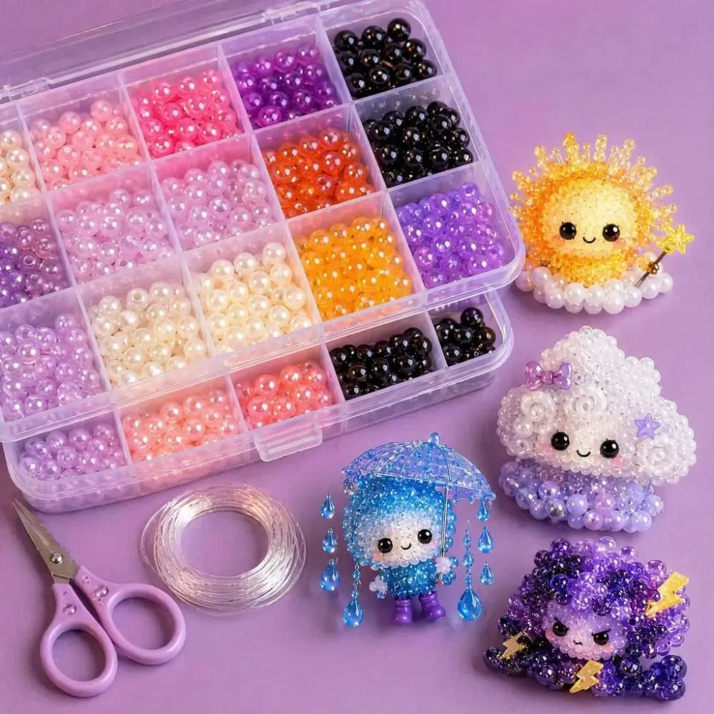 Handmade Glowing Fantasy Spirits DIY Bead Kit Colorful Mini DIY Animal Bead Embroidery Kit Tiny Educational Animal Crafting Set