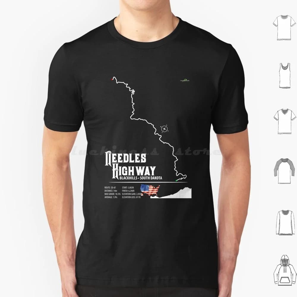 Needles Highway Us87 Usa Black Hills Dakota del Sud Trail Map Sticker 03 T Shirt Uomo Donna Bambini 6xl Needles Highway Us 87