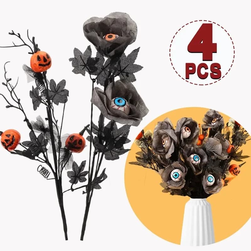 Halloween artificial maple leaf branch pumpkin eyeball spectral eyeball decorations for festive dungeon centerpiece durable ecological