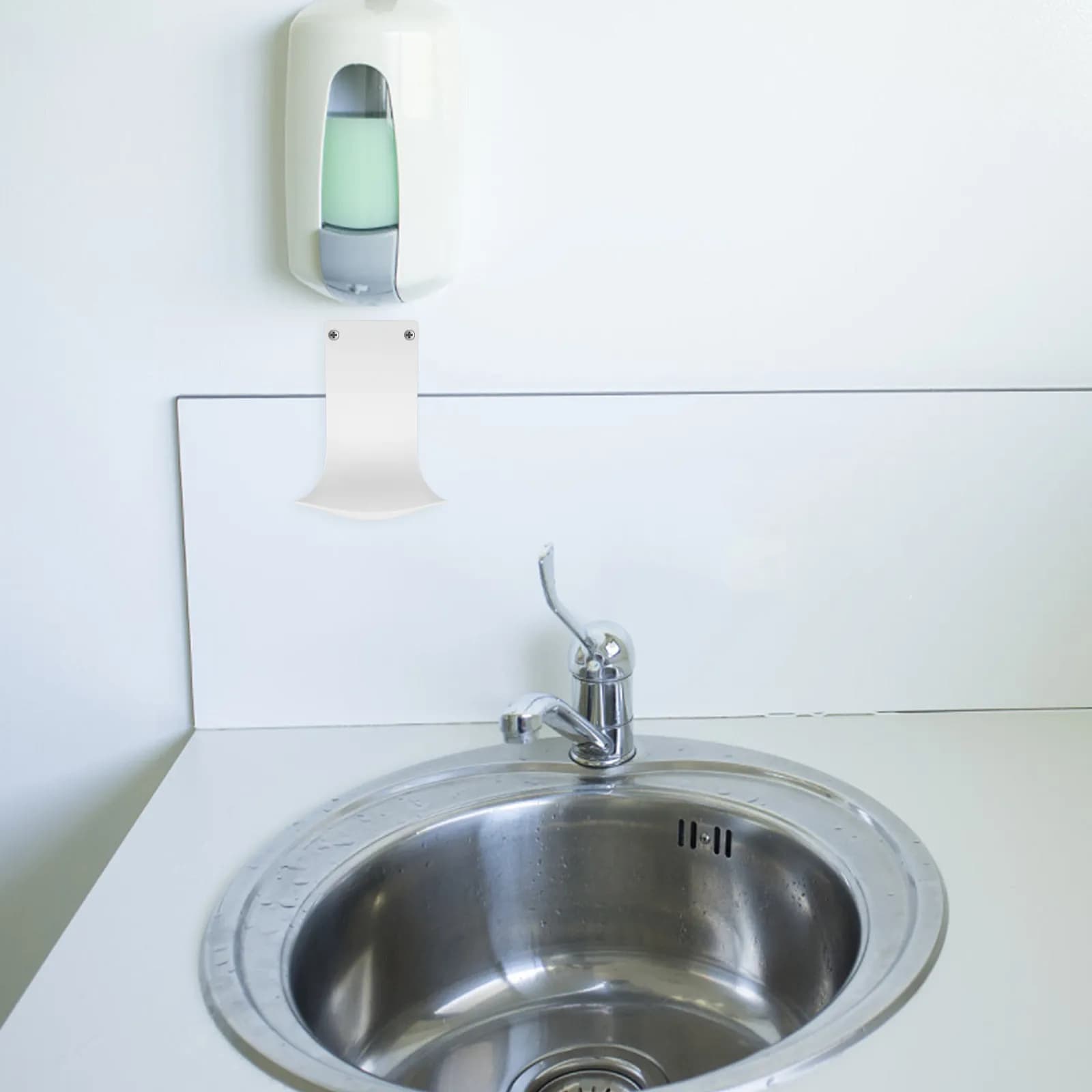 Dispenser di Sapone con Vassoio Raccogligocce, Supporto Stabile in Plastica, Compatto e Portatile, Antigoccia per Bagno e Cucina