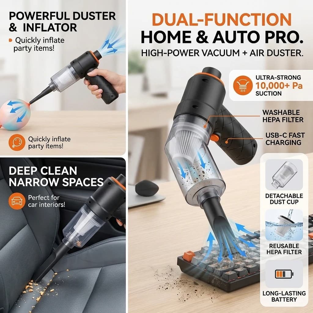 Car Mounted Vacuum Cleaner Vehicle Wireless Portable Handheld Automobile Mini Vacuum Cleaner For Car Home